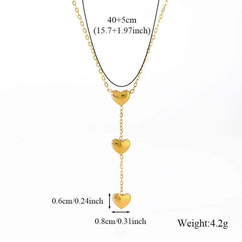 EILIECK 316L Stainless Steel Metal Heart Love Pendant Necklace Fashion Trendy 18K PVD Plated Charm Chain Women Jewelry Gift