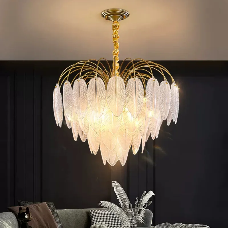 

Modern LED Chandeliers Dining Living Room Hanging Lamp Nordic Feather Chandelier Home Lighting Decor Pendant Lamp For Ceiling