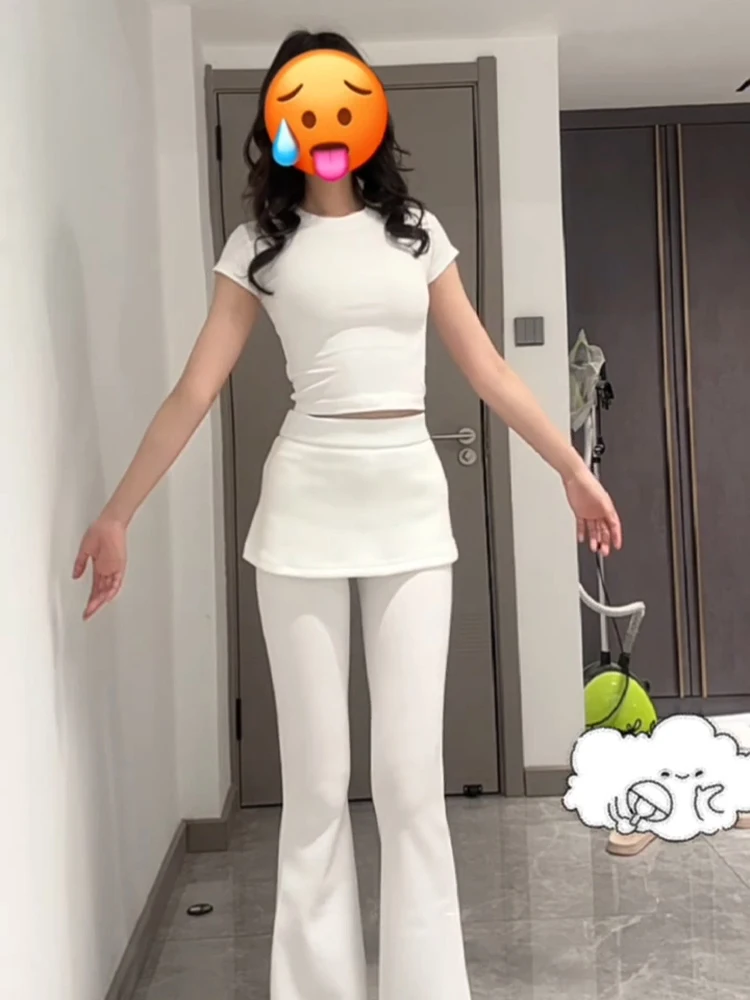 White Flared Yoga Pants Women's Casual Skirt Pants Inteated High Waist Long Legs Spring New Sle Casual Pants