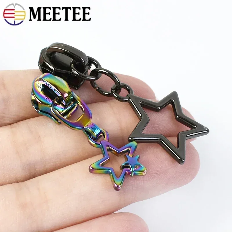 5/10/30P Meetee 5# Star Zipper Slider Puller for Zip Jacket Nylon Zips Pull Bag Zippers Head Sewing Closure Repair Kit Accessory