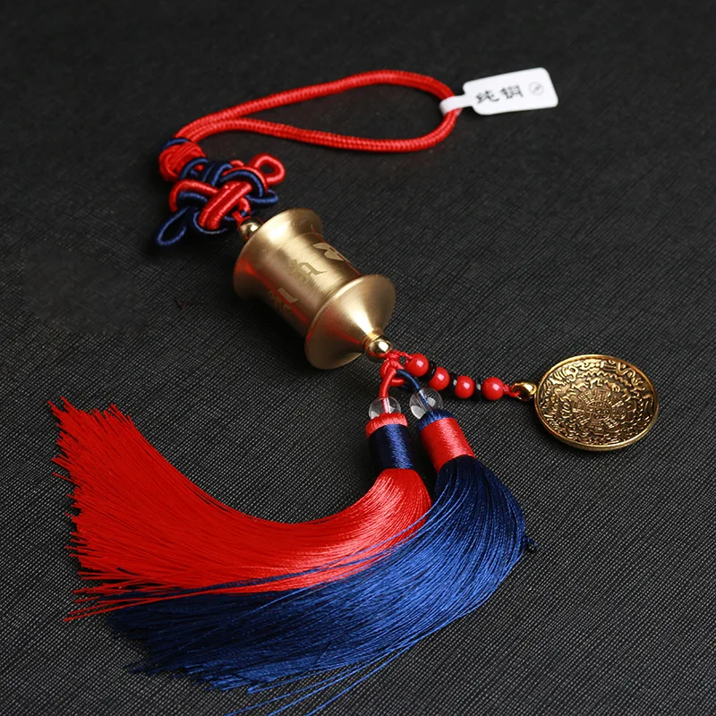 2023 NEW Safe  amulet Geomantic omen Buddhism copper prayer wheel scripture talisman HOME CAR Eight Diagrams Ornament
