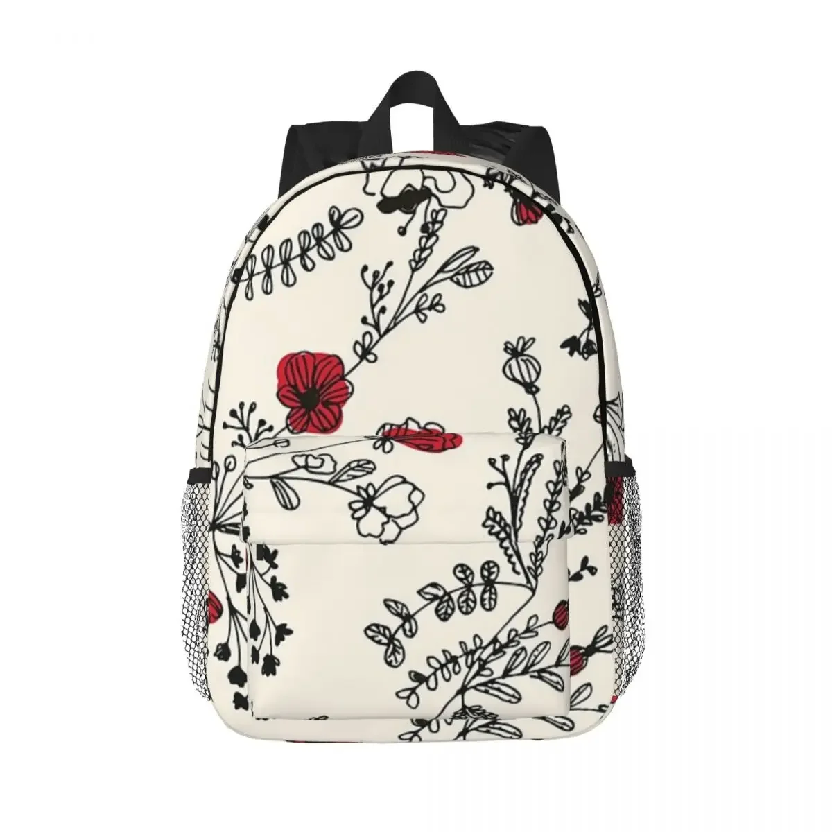 Red Flower Pattern Backpacks Boys Girls Bookbag Cartoon Children School Bags Laptop Rucksack Shoulder Bag Large Capacity