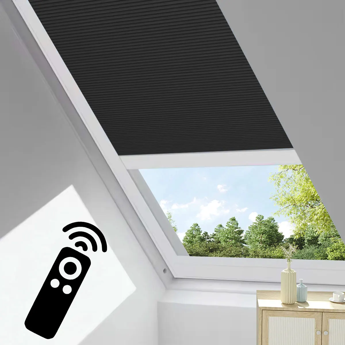 Motorized Skylight Cellular Blind Remote Control UV protection Full Blackout Waterproof Fabric for Roof Shades Customize Size