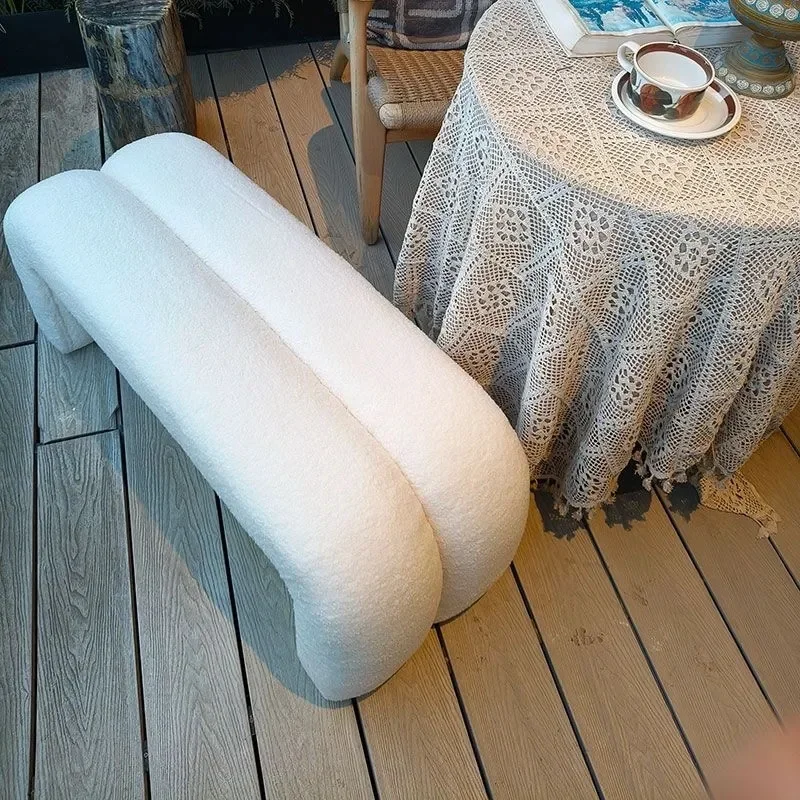 

Уютная кашемировая длинная скамья-пуф в минималистичном стиле для прихожей, изголовья кровати, дивана, мягкая плюшевая скамья для хранения обуви