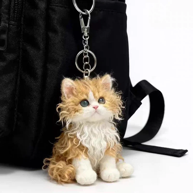 

Selkirk Curly Cat Pendant Plush Doll Cute Cat Bag Hanger Keychain