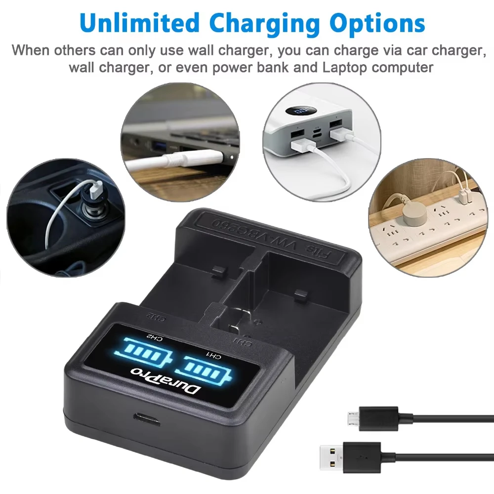USB Battery Charger CGA-DU07 DU14 DU21 DU23 For PANASONIC CGR-DU06 DU07 NV-GS10 GS100K GS17E PV-GS65 Liion Battery VW VBD070