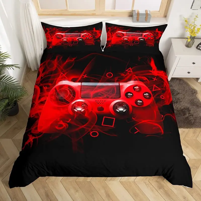 Gaming Bedding Sets for Boys Twin, Gamer Comforter Cover Set, Video Game Boys Room Decor, Teens Kids Game Controller Duvet Cover