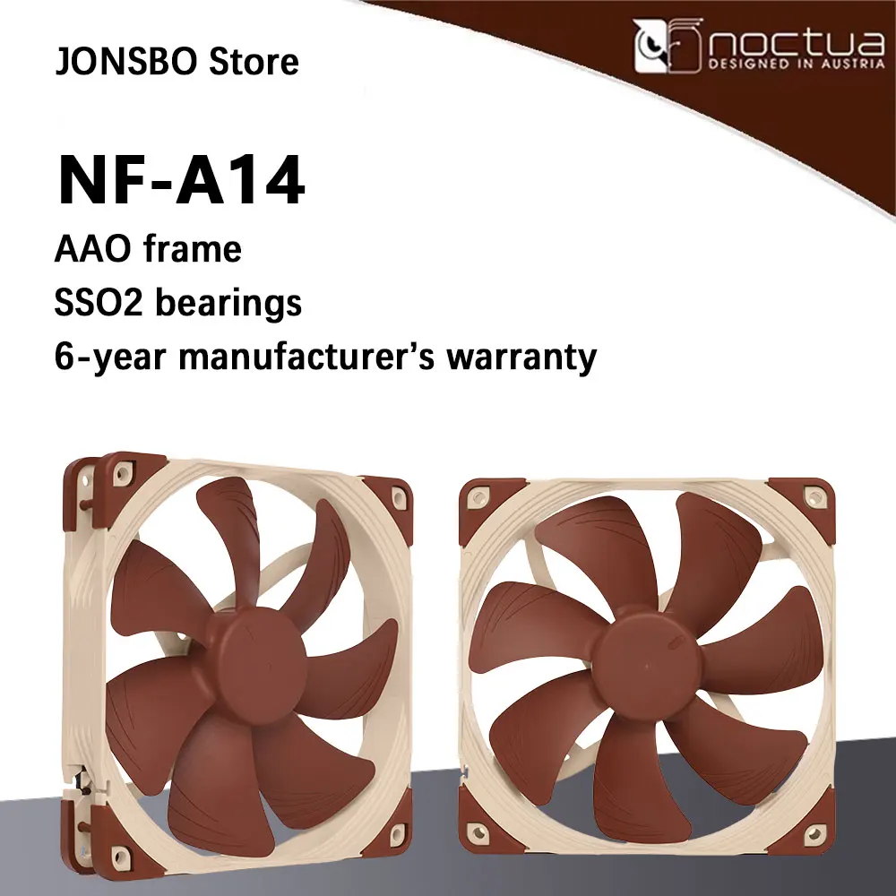 Noctua NF-A14 PWM SSO2 Magnetic Stable Bearing 14cm Fan Adopt AAO Frame Aerodynamic Design Integrated Shock Pad Chassis Fan