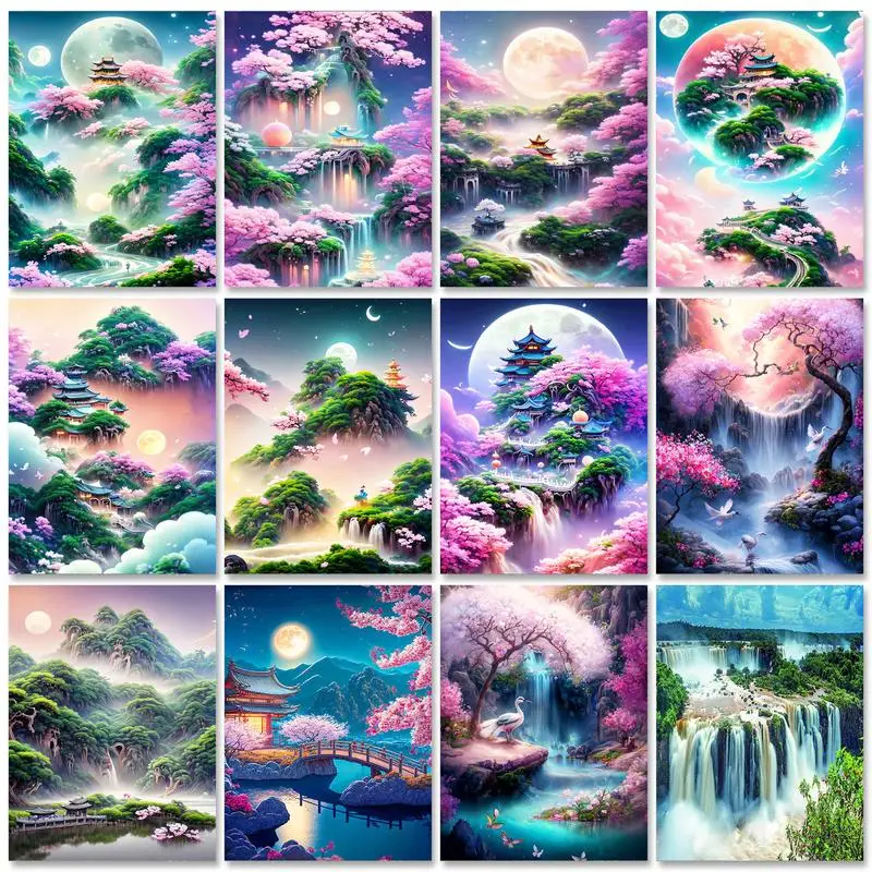 

GATYZTORY Diy Diamond Painting Frame Cross Stitch Crafts Kit Fantasy Landscape Mosaic Embroidery Home Garden For Adult Gift