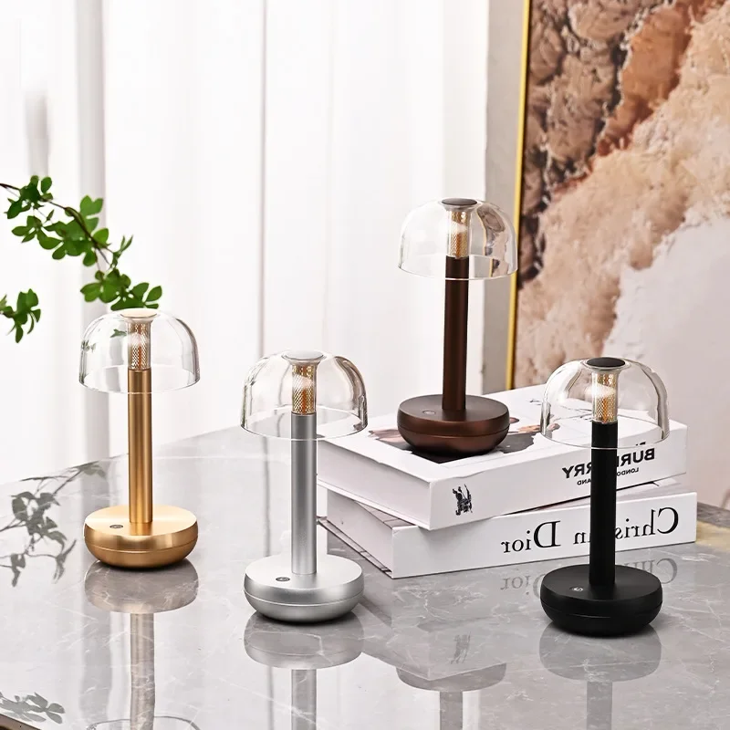 

Modern Creative Aluminum Transparent Acrylic Luxury Decorative lighting Touch Sensor Home Hotel Restaurant Cordless Table Lamp