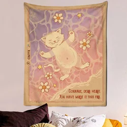 Kawaii Comics Dream Cat Card Tapestry Cute Wall Decorative Art Blanket Curtains Hanging at Home Bedroom Living Room Decor