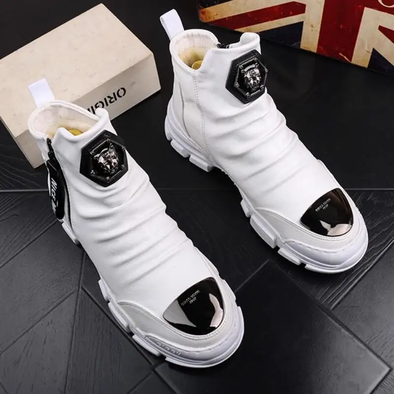 Brand designer men\'s golden shoes boots new rivet shoes high-end daily soft bottom leisure skateboard Zapatos Hombre A7