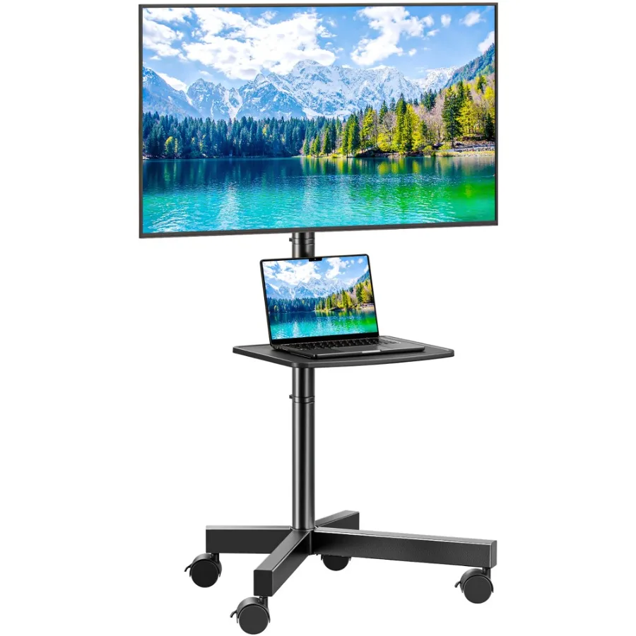 

Mobile rolling TV stand cart for 26-60" flat-panel TVs, heavy-duty tilting TV stand wheels, 15° tilt adjustment