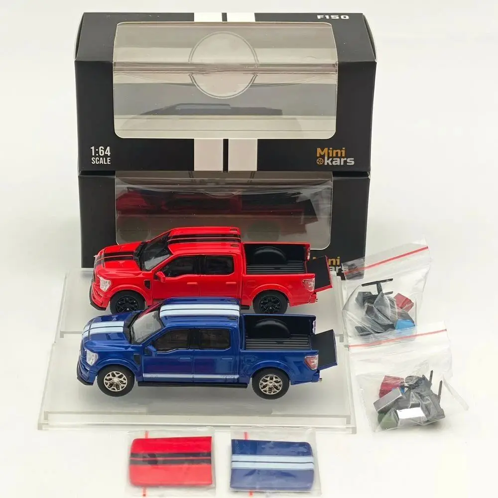 

Миниатюрная модель автомобиля Mini Kars 1/64 F-150 Pickup Sport Truck, синяя, литая под давлением, для коллекции - с аксессуарами, игрушечная машинка