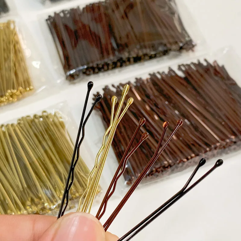 Grundlegende U-förmige, goldbraune Haarnadel aus vergoldetem Metall, unsichtbares Haar-Styling, Bobby Pin, Salon-Haar-Accessoires, sicherer Haargriff für Dutt – Detail 7