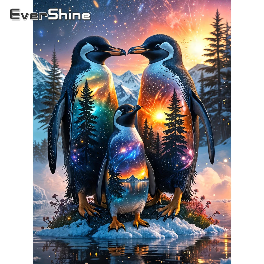

Алмазная мозаика EverShine: Картина с пингвином, полная квадратная вышивка стразами, снежные горы, зимний декор для дома