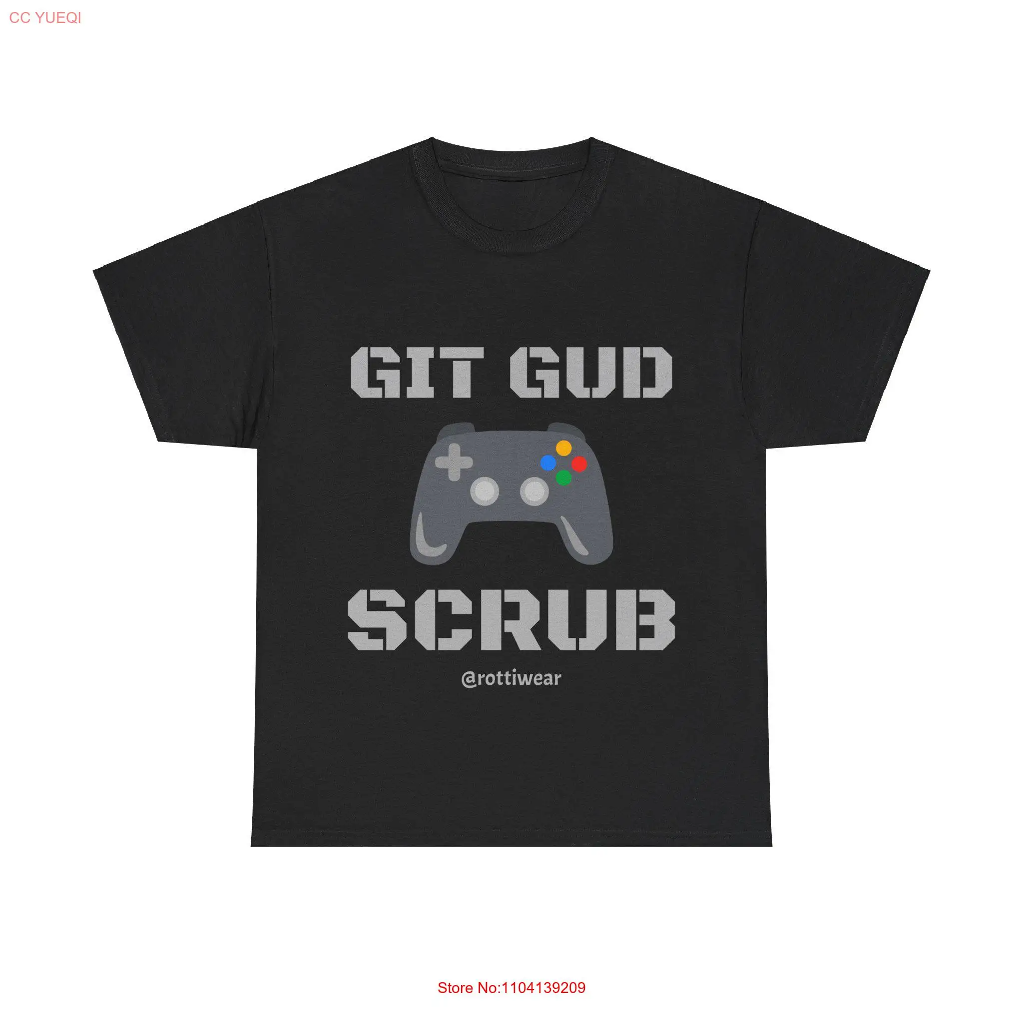 تي شيرت Git Gud Scrub من القطن الثقيل بأكمام طويلة أو قصيرة