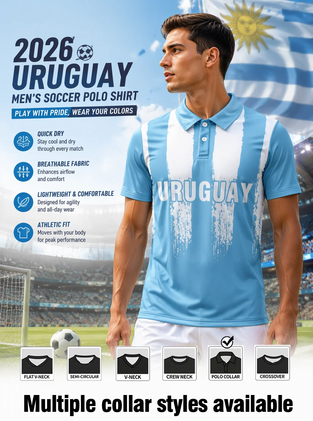 Air‑permeable sweat‑removing football polo, well‑suited for training, match‑day cheering and daily outfits