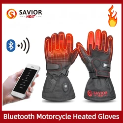 SAVIOR HEAT Bluetooth Motorcycle Gloves with Rechargeable Battery Electric Motorcycle Biker Heated Gloves Waterproof Men Women