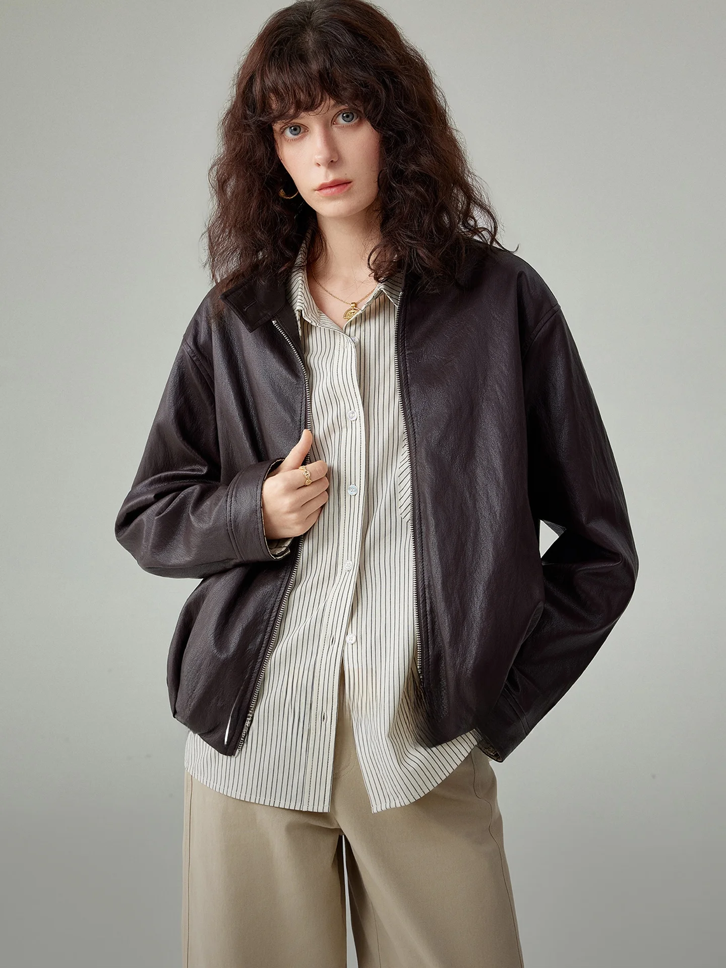 

Экологичное женское модное универсальное байкерское пальто из искусственной кожи Jaet ort Sle, повседневная ветровка на молнии