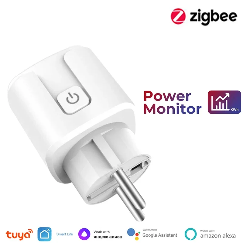 

Tuya Zigbee 16A Smart Plug EU Smart Socket 250V Outlet Power Monitoring Timer Voice Control Via Alexa Google Home Yandex