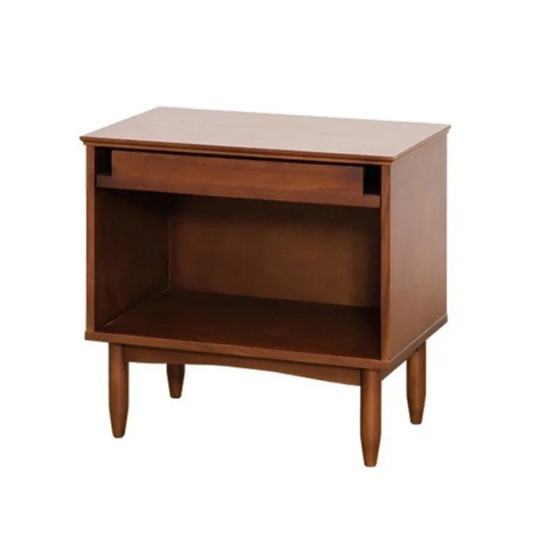 

Retro cherry wood bedside table full solid wood teak color edge few