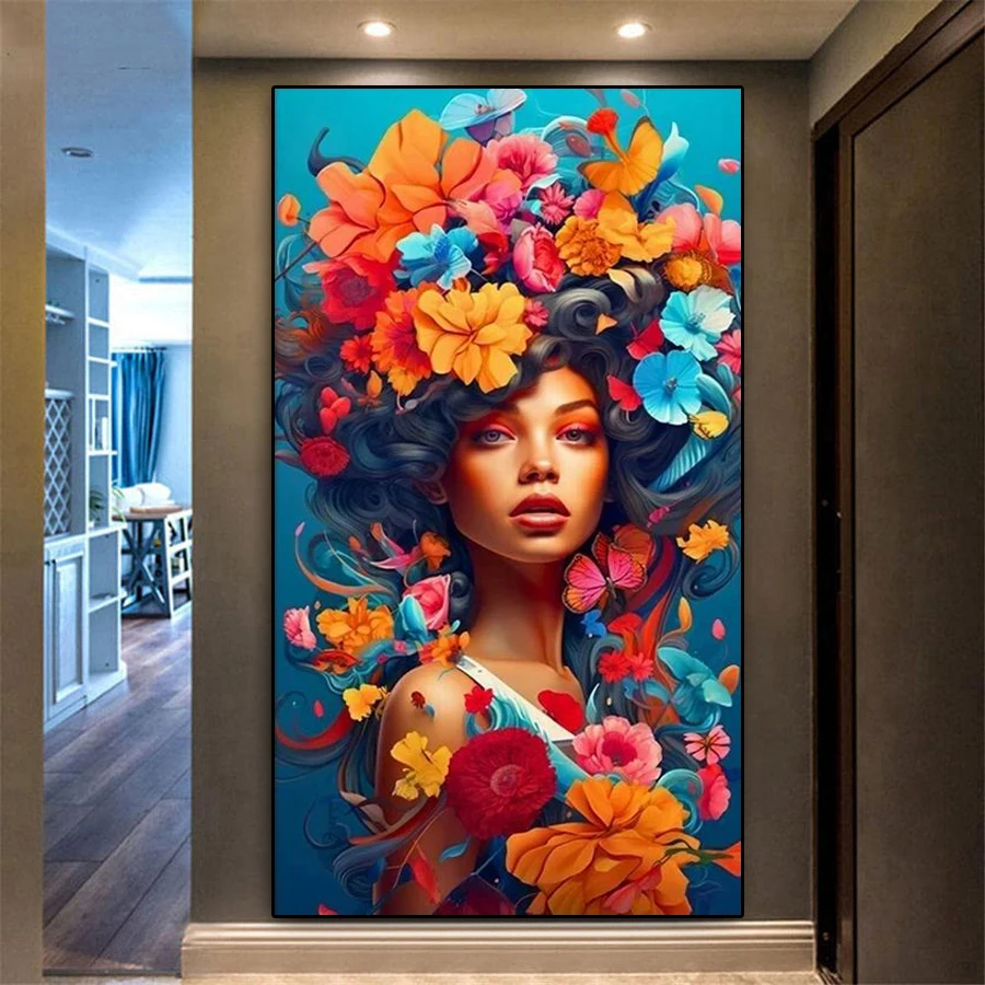 Woman Flower New Diamond Painting Big Size Dream Girl Diy Full Rhinestone Drill Mosaic Embroidery Beauty Picture Wall Decor