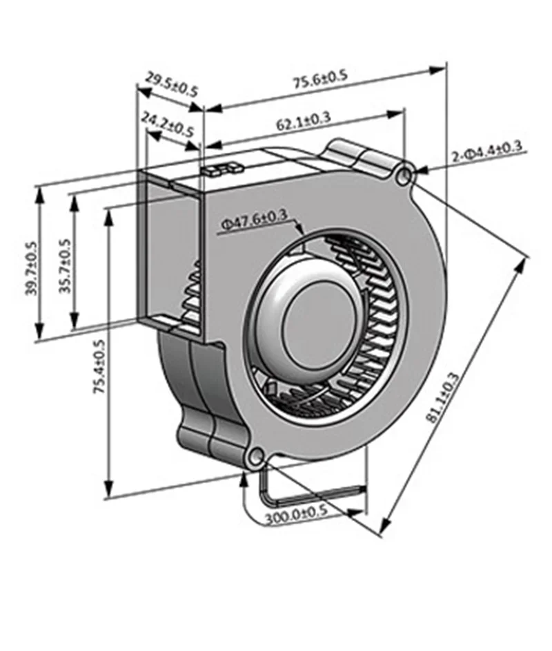 New 7530 75 * 30mm Projector Centrifugal Turbine Blower 24v0.17a Hydro Bearing Cooling Fan