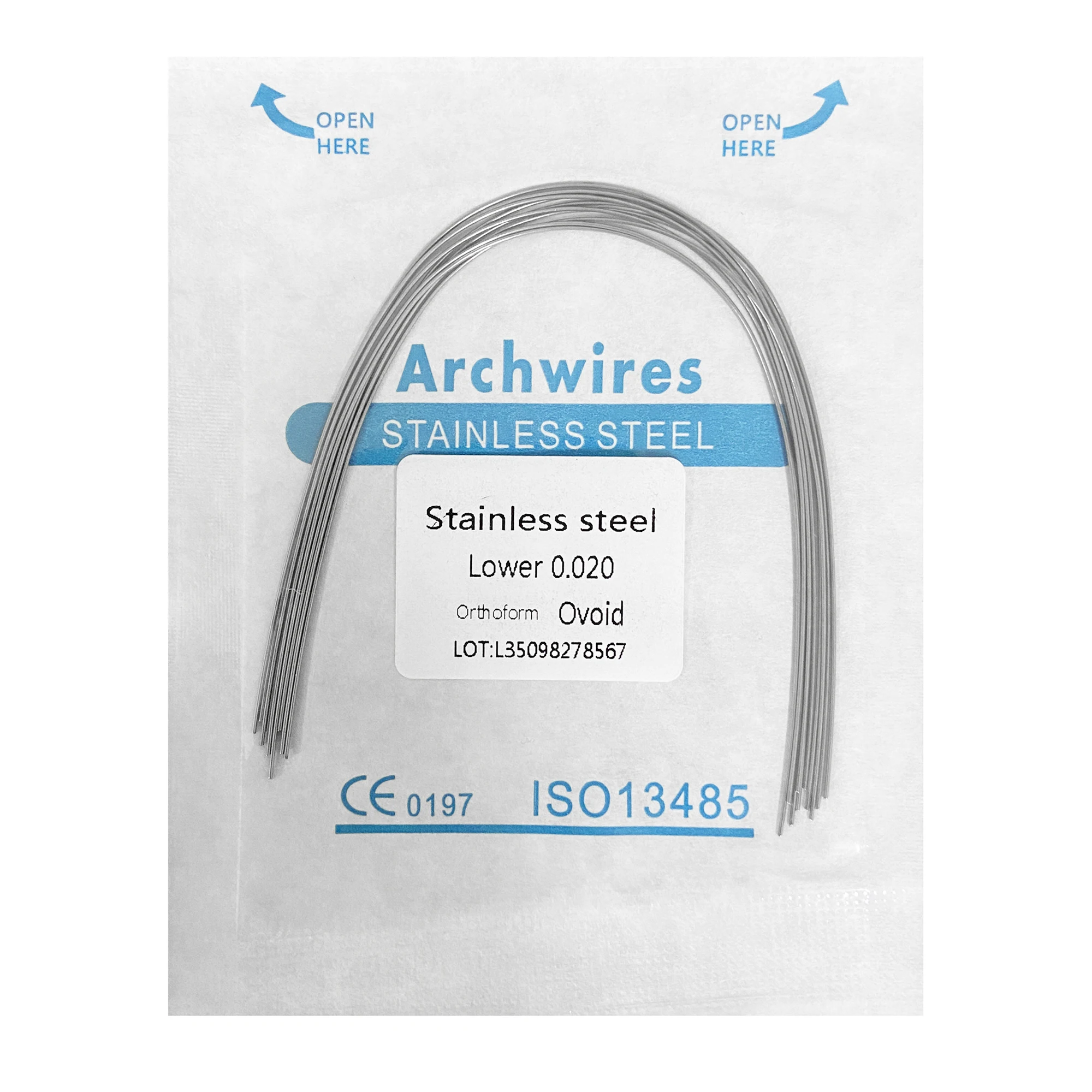 10 pçs/pacote WellCK Dental Ortodôntico Aço Inoxidável Arch Wires Round/Retangular Ovoid Form Material de Odontologia Superior e Inferior