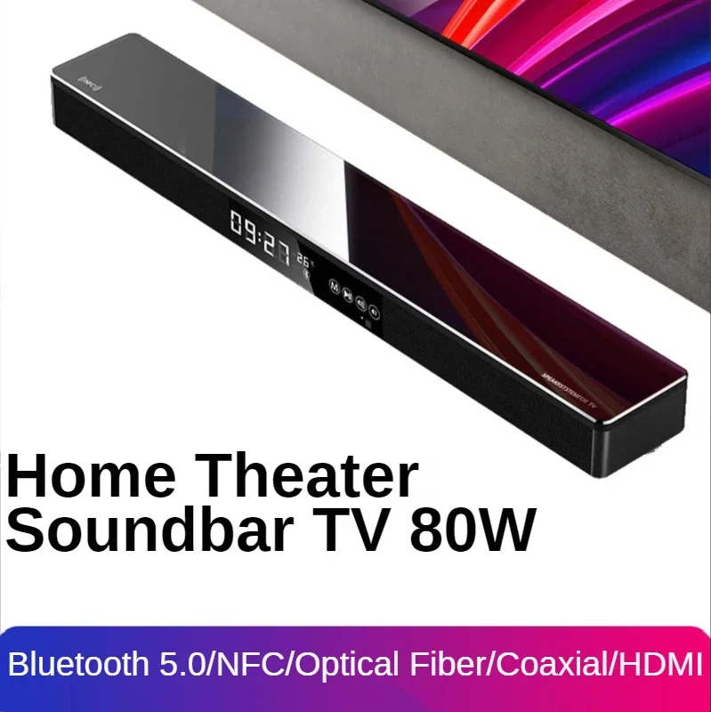 Soundbar dla TV 80W głośnik Bluetooth 2.1 kanałowy bezprzewodowe głośniki z Bluetooth NFC światłowód Subwoofer przenośny dźwięk