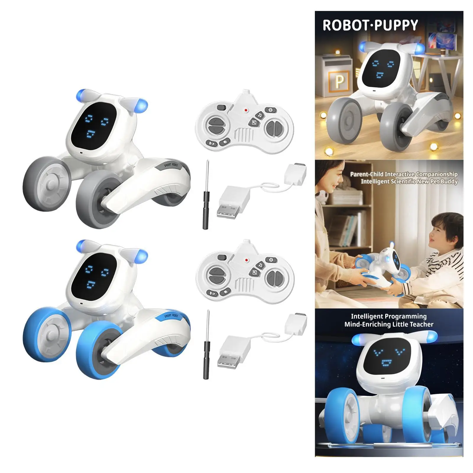 Robot Dog Toy Bedtime Story Voice Control Interactive Educational Remote Control Puppy Toy for Boys Children Teens Girls Adults