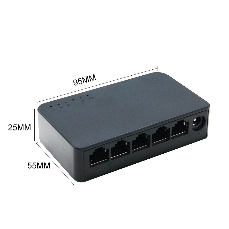 Mini interruptor de red de 5 puertos, conmutador Ethernet de 1000Mbps/100Mbps, Gigabit, conmutador inteligente de alto rendimiento, inyector de