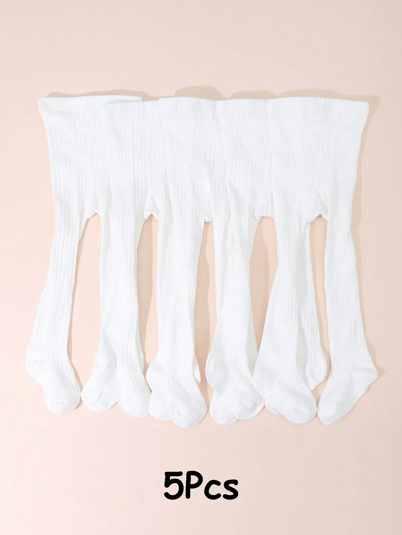 

5 Pairs White Vertical Striped Leggings, Soft Comfortable Pantyhose Are Suitable for Daily Wear of Baby Girls Aged 0 to 72 Months