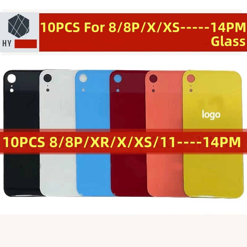 10PCS (Big Holes No Remove Camera) Back Cover Rear Door Glass For iPhone 11 Pro 8 Plus X XS XR Max 12 Mini SE 13Pro 14 14Plus