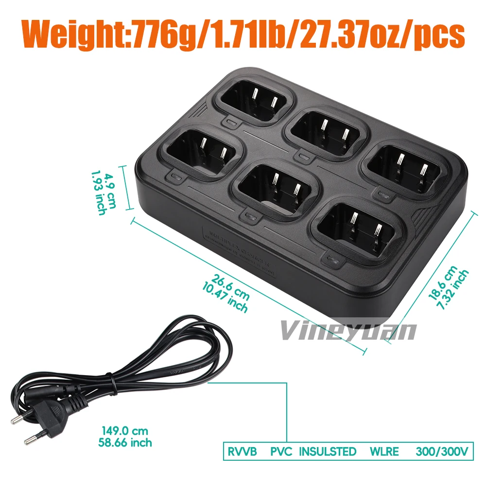 Six-way Charger for Baofeng UV-82 (BL-8 Battery),UV-8D,UV-82HP, UV-82C, Bulk Bank Multi Charger for BaoFeng Walkie Talkies