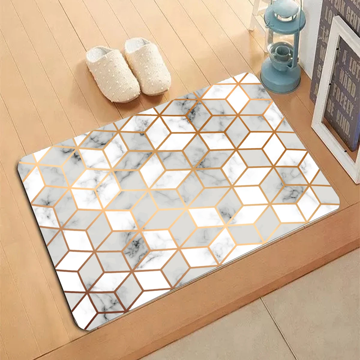 

Rhombus Geometry Pattern Carpet Entrance Doormat Non-slip Living Room Kitchen Bedroom Decor Rug Floor Mats Modern Style