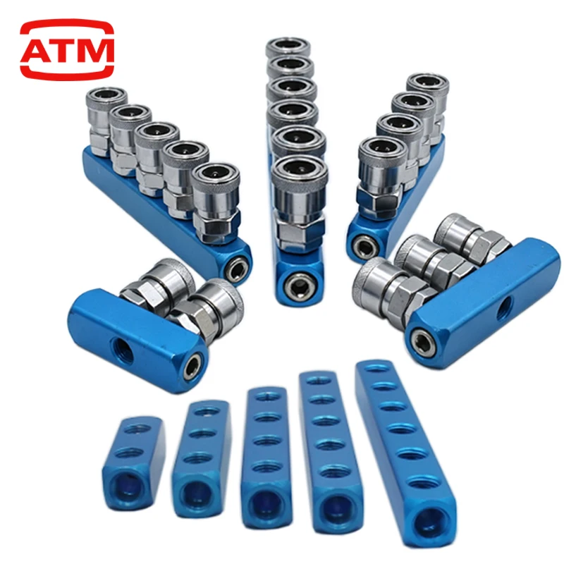 2/3/4/5/6 Ways JP Type Pneumatic Manifold Splitter Coupler Quick Fitting Air Gas Pump Compressor Connector With G1/4 Thread Plug