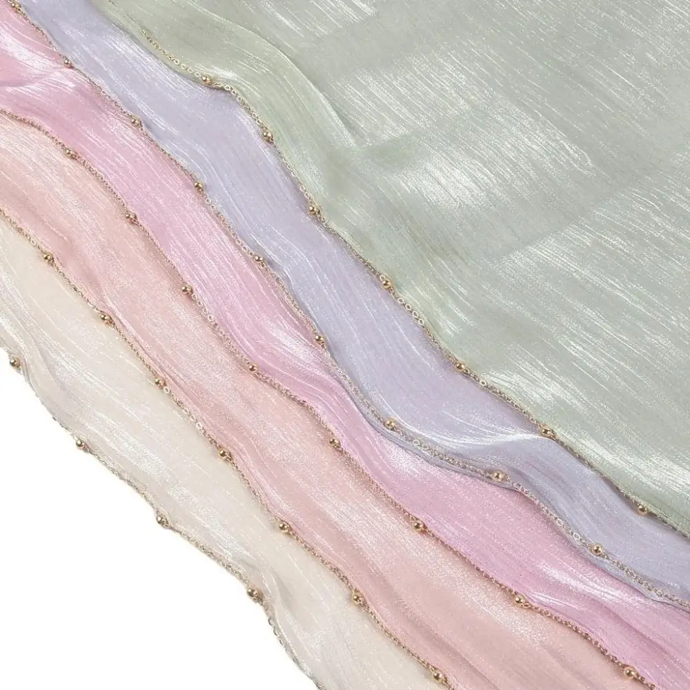 Modische Perlen Islamischer Turban Chiffon Lange Wickeltücher Schal Dünner Pashmina Ethnischer Stil Schal für Frauen