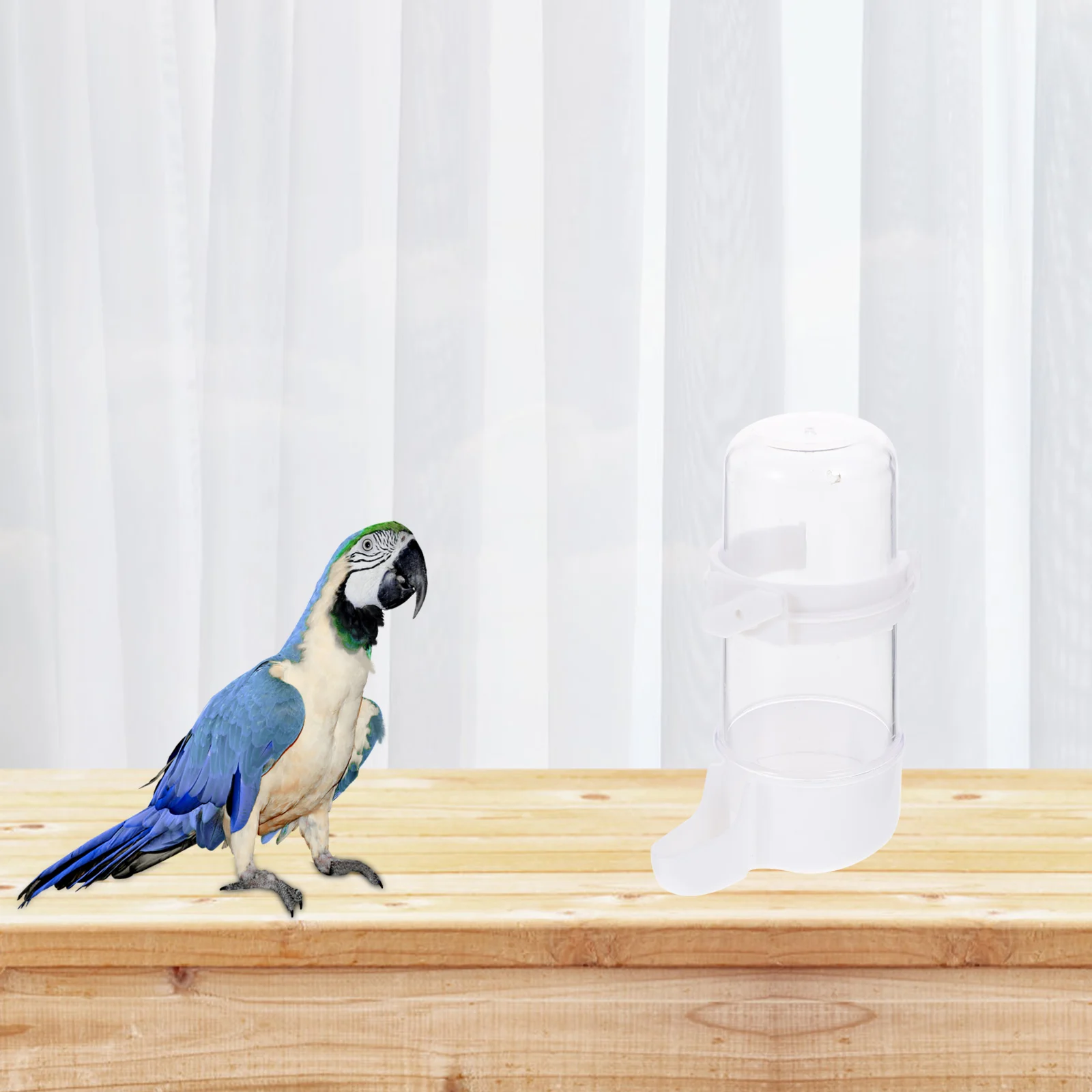 

Parrot Water Dispenser 240ml Transparent White Base Bird Cage Automatic Feeder Hanging Durable Plastic Suitable for Pigeons