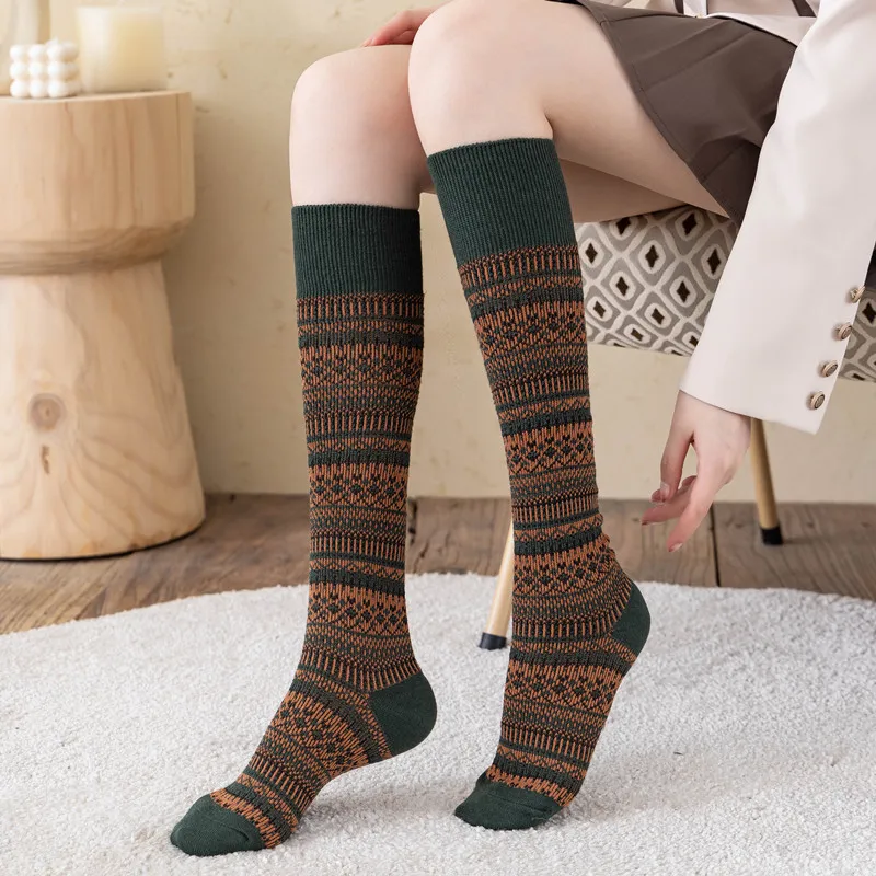 

Retro Women Stockings High Quality Ethnic Style New Harajuku Knee High Socks for Women Warm Casual Long Socks