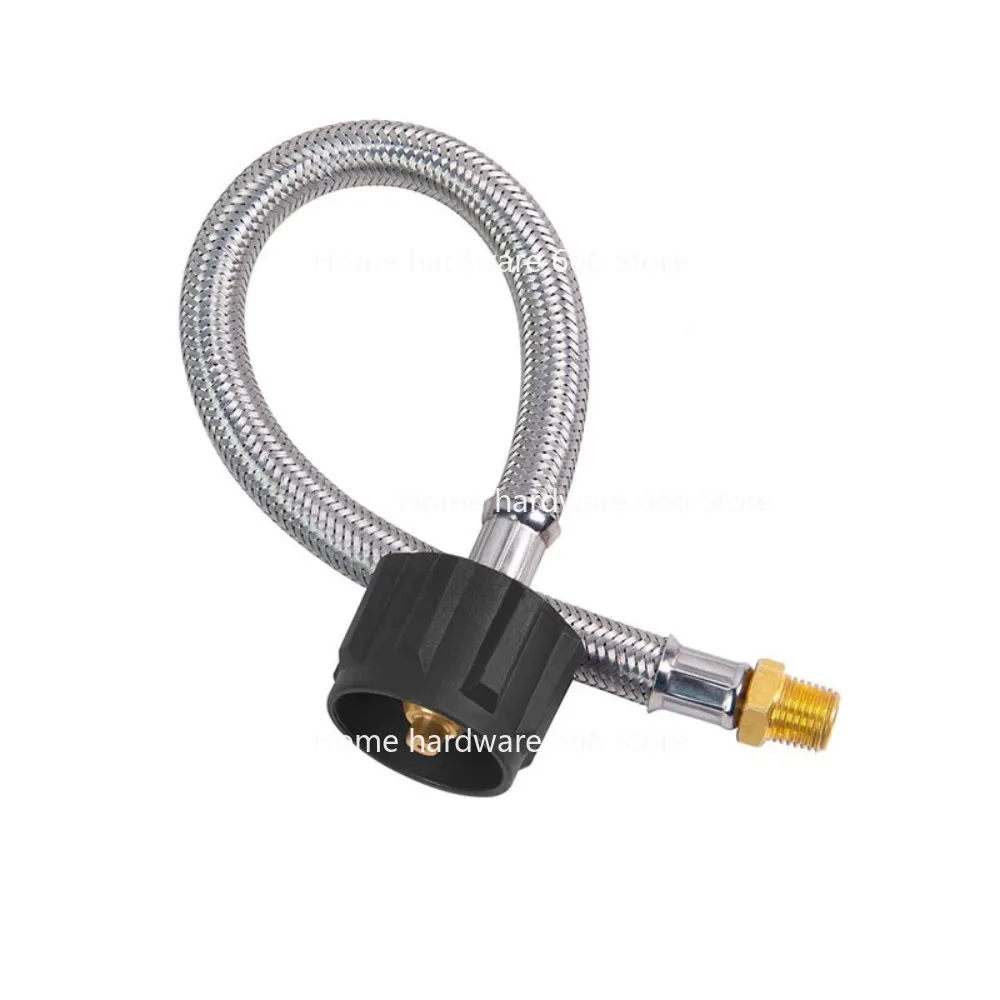 15 Inch Long Stainless Steel Braided Wire Propane High Pressure Connection Pipe Gas Inlet 1/4NPT Air Outlet Thread 1 Piece