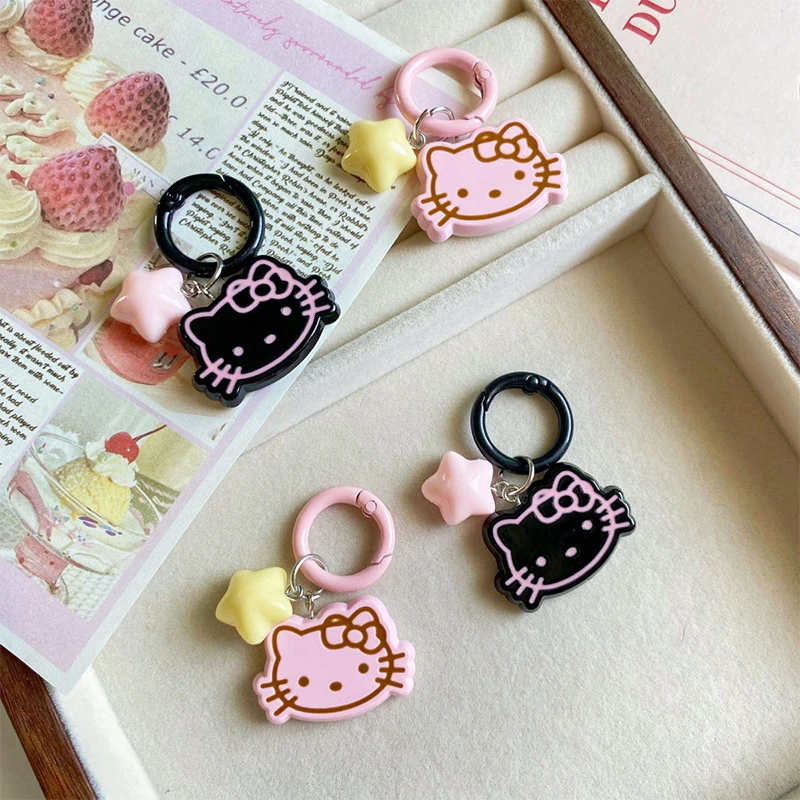 Sanrio Kawaii Hello Kitty Keychain Cute Cartoon Doll Pendant Decoration Star Keyring Jewelry Girl Child Gifts Toy