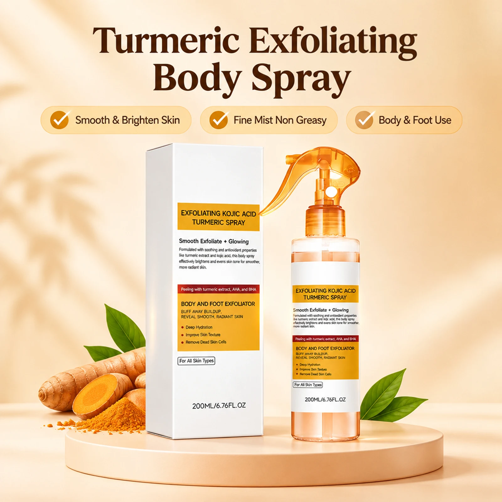 Gentle Exfoliating Body Spray Smooth Rough Skin Brighten Even Tone Deep Hydrate Fine Mist Non-greasy for Daily Body Foot Care