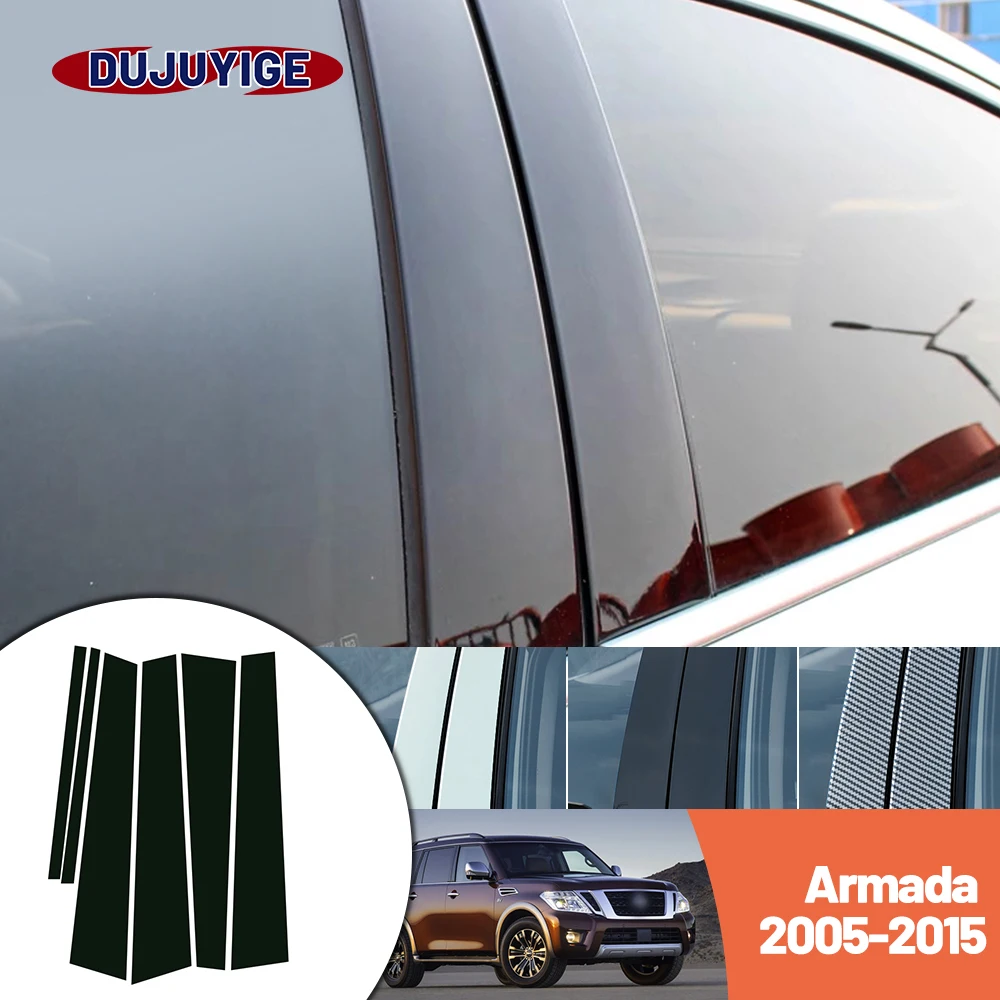 

Bright black carbon fiber door and window B C Pillar sticker suitable For Nissan Armada TA60 2005-2015 2006 2007 2008 2009 2010