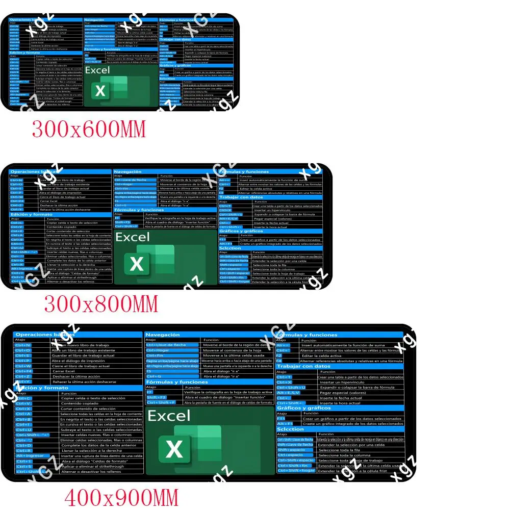 マウス ショートカット パッド 大きなキー マウス パッド、デスク スペイン語パッド、Excel HD 滑り止めベース、オフィスおよび家庭用の洗濯可能 印刷用
