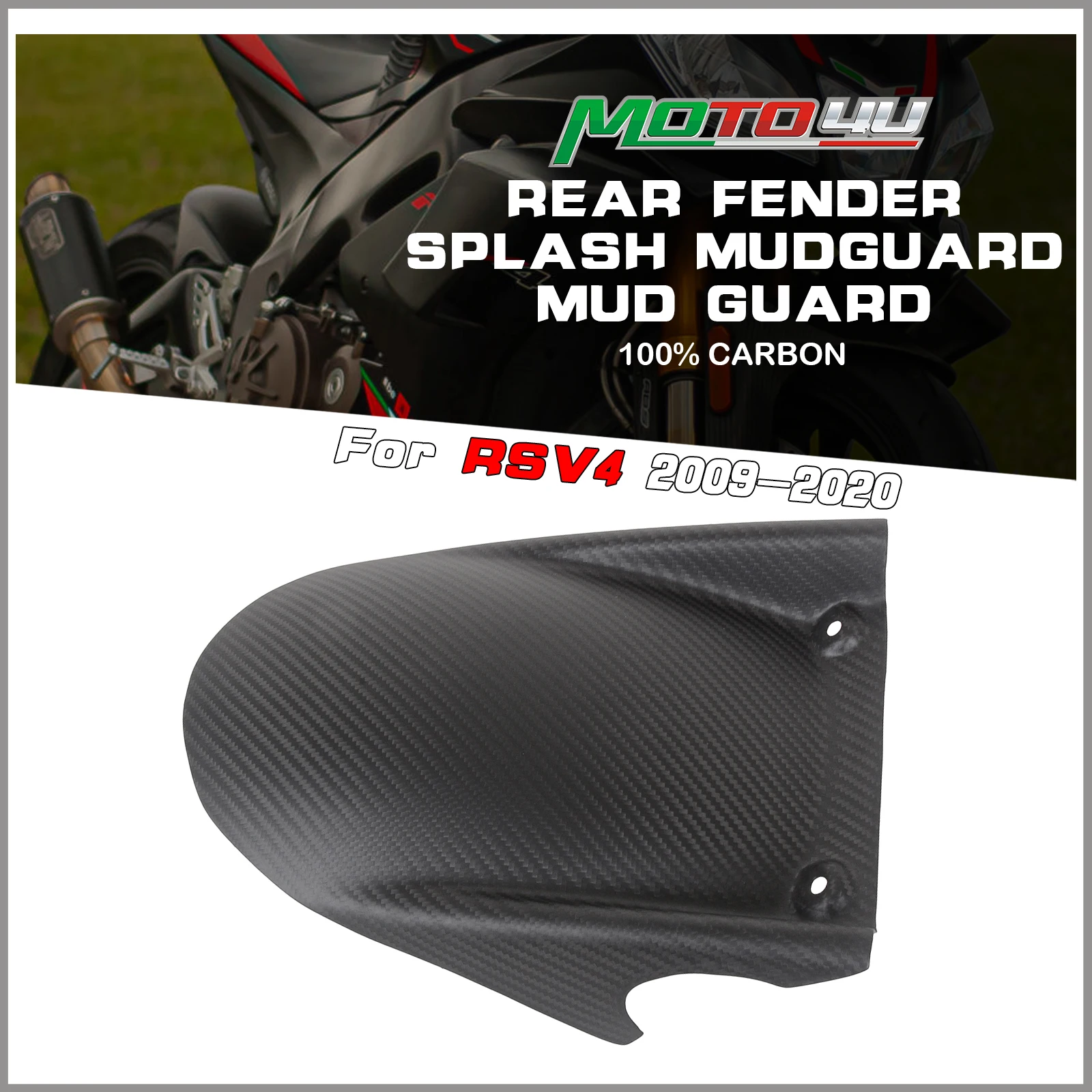 MOTO4U For Aprilia RSV4 2009-2020 Tuono V4 Matt Carbon Fiber Rear Fender Splash Mudguard Mud Guard Motorcycle Accessories