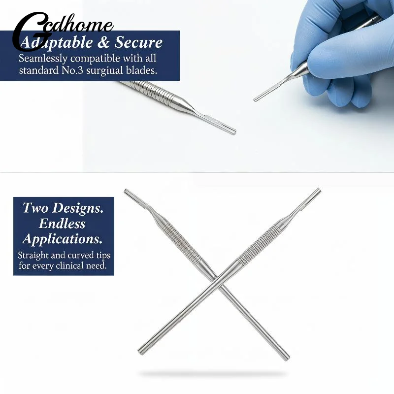 1/2Pcs Non-slip Stainless Steel Scalpel Handle Straight Curved Tips for Jewelry Making Handicraft Repair Use