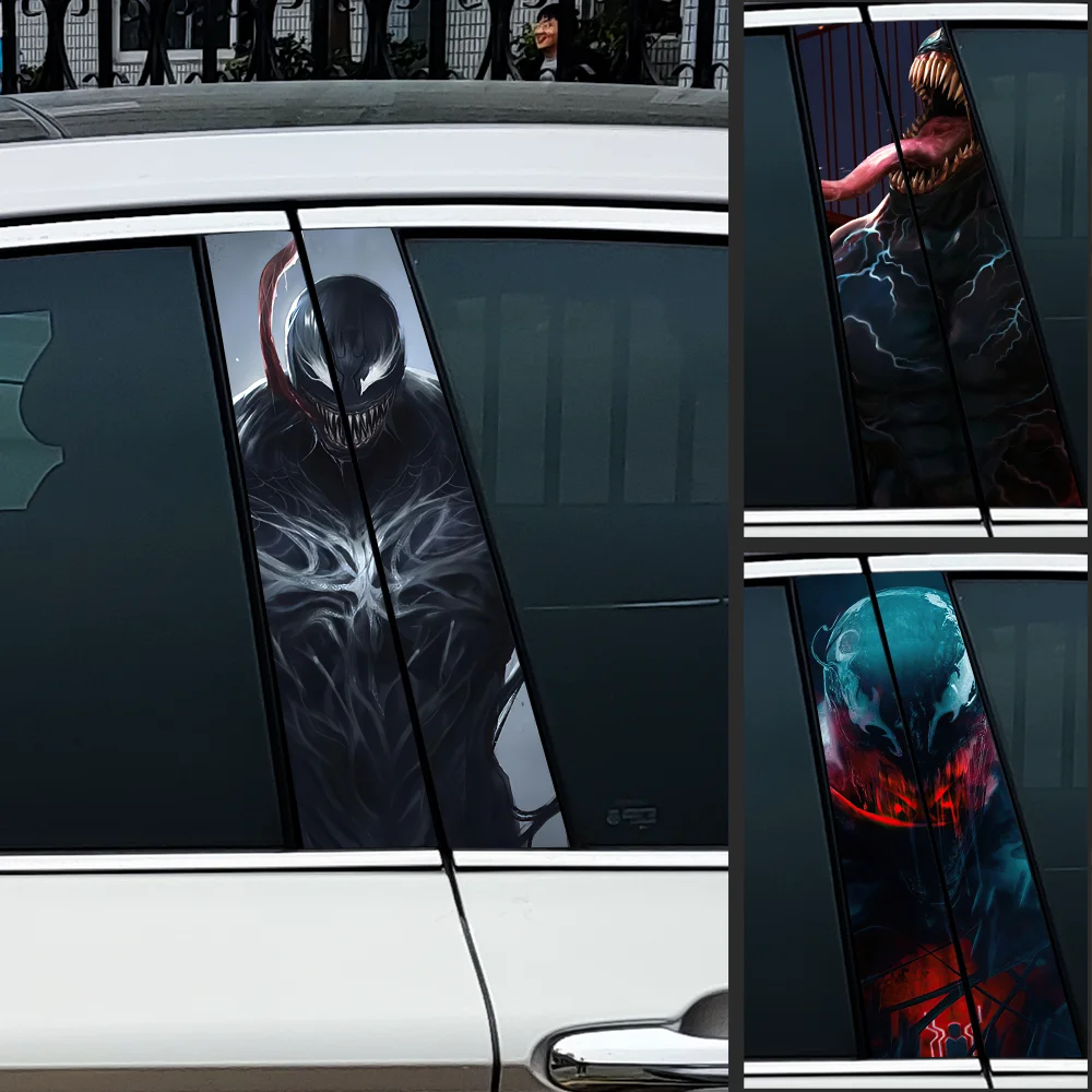 

Автомобильные наклейки Venom, автомобильная Колонка B-pillar, декоративная крышка для центральной колонки, царапины, водонепроницаемые солнцезащитные виниловые наклейки, аксессуары
