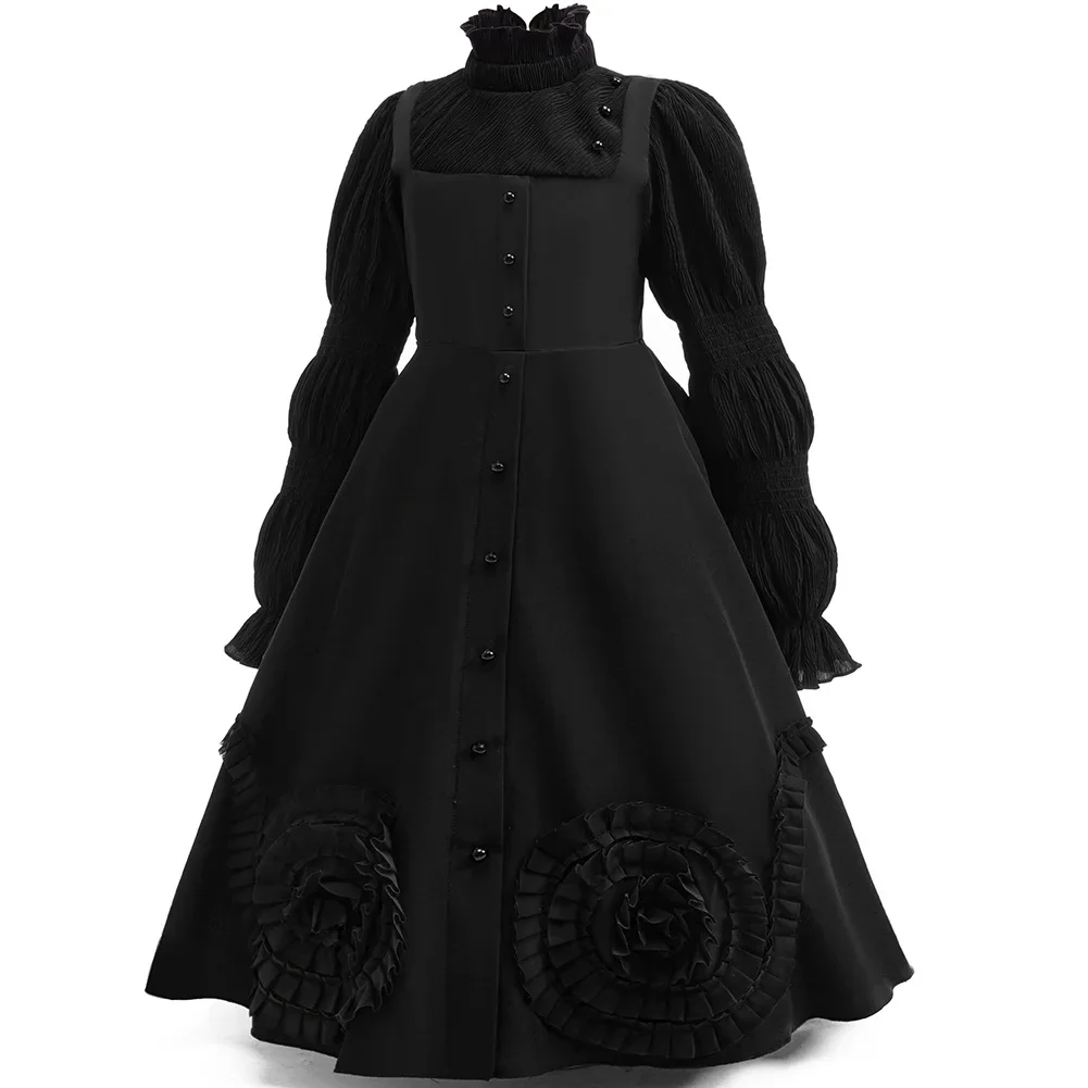 فستان أسود ساحرة شريرة للفتيات فساتين الحفلات أزياء Elphaba التأثيرية ملابس الأطفال فستان سهرة رسمي هدايا عيد الميلاد