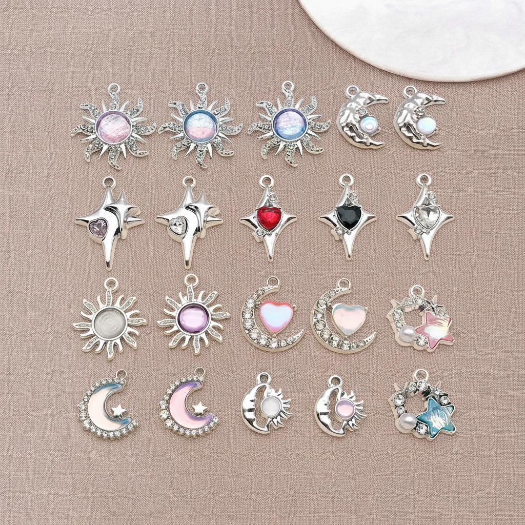 5/20 Stück Neue Stern-Mond-Emaille-Anhänger, blaue Anhänger im modischen Stil zum Basteln, für DIY-Handarbeiten, Schmuckzubehör, Halsketten, Schmuck